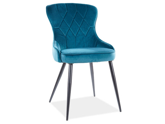 Chair LOTUS VELVET BLACK FRAME/TURQUOISE BLUVEL 85 