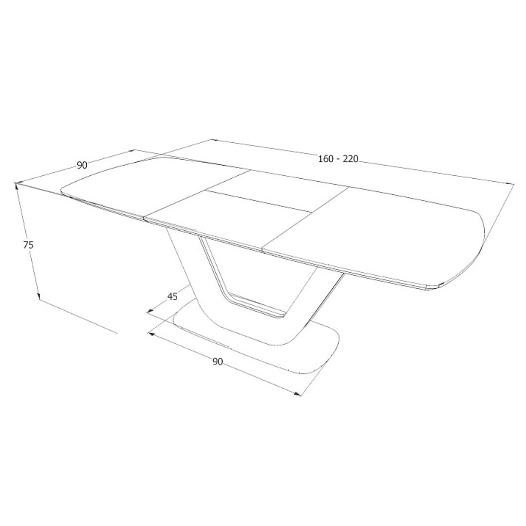 Table ARMANI CERAMIC GRAY MARBLE EFFECT / GRAY MATTE 160(220)X90