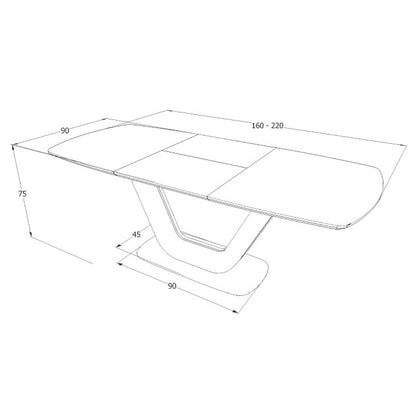 Стол ARMANI CERAMIC GREY MARBLE EFFECT / GREY MATTE 160(220)X90