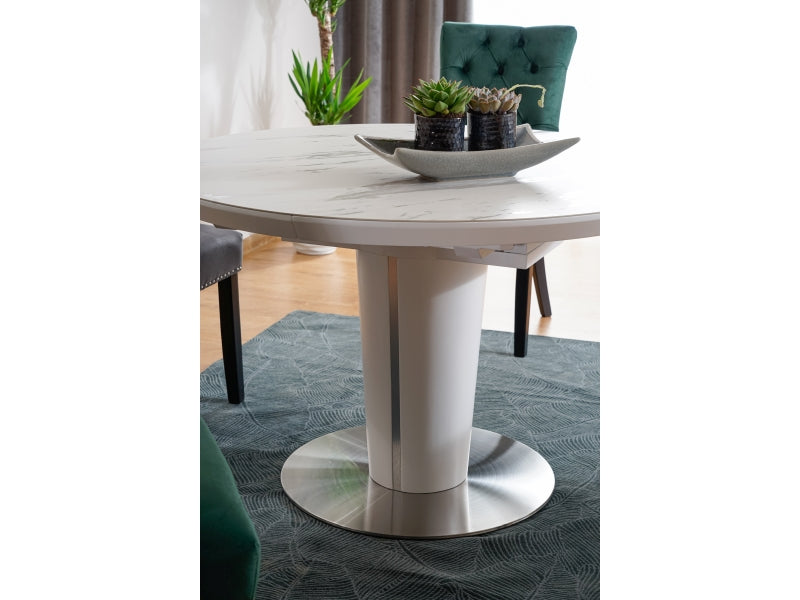 Table ORBIT CERAMIC WHITE MARBLE EFFECT/WHITE MATTE FI 120(160)