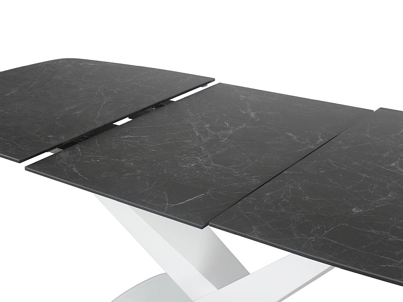 Table CASSINO II CERAMIC GRAPHITE MARBLE / WHITE MATTE 160 (220)X90