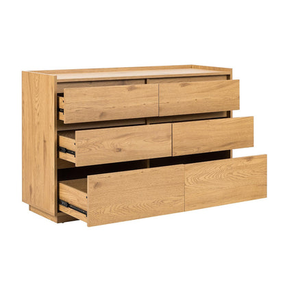 Chest of drawers SACHA 120x40xH80cm, melamine with oak decor