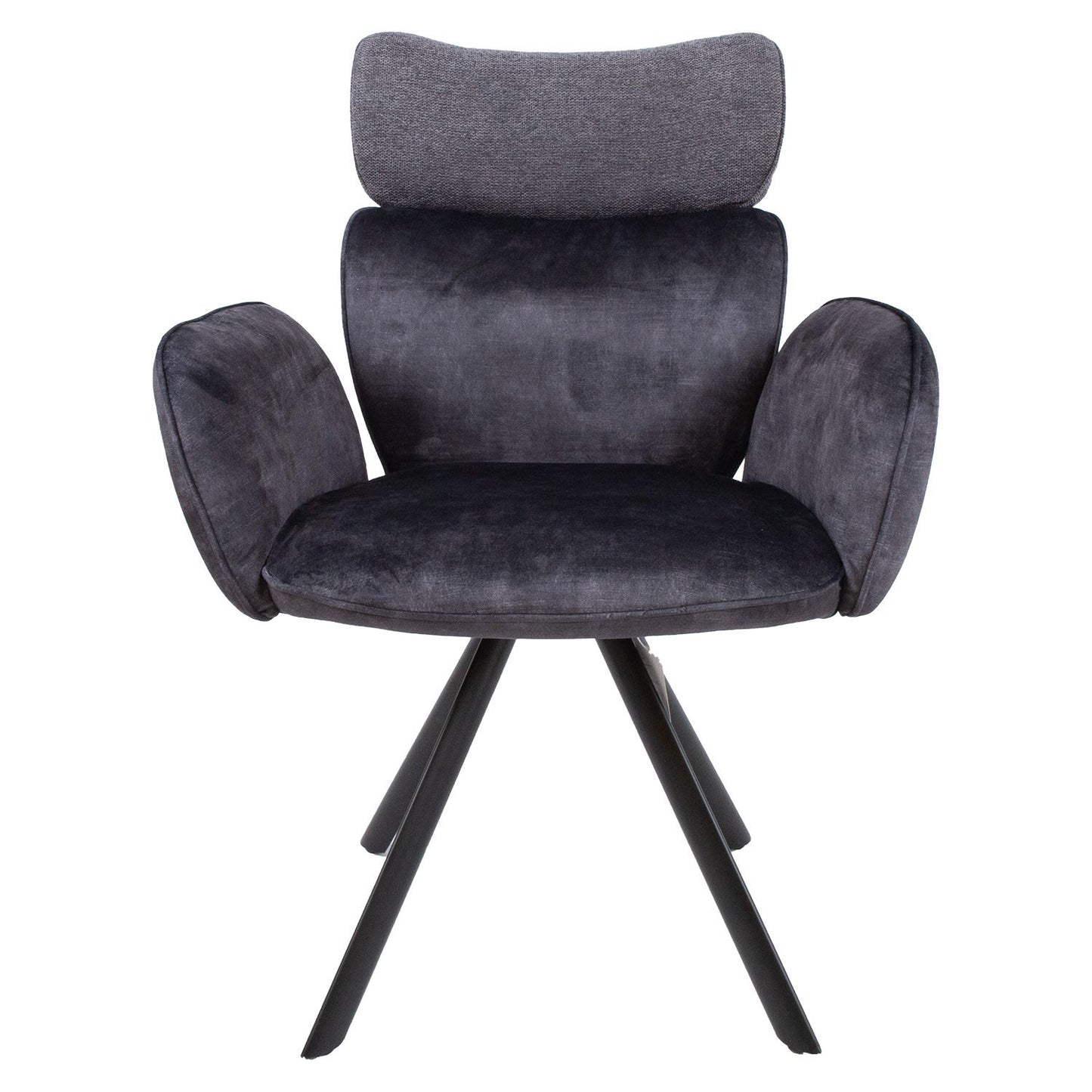 Chair EDDY with armrests, dark gray velvet 