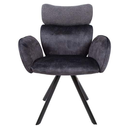 Chair EDDY with armrests, dark gray velvet 