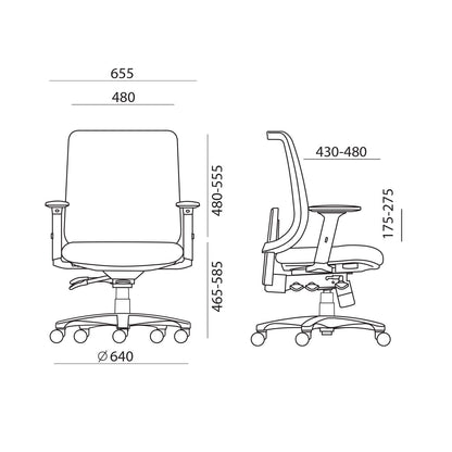 Work chair SAGA black/grey