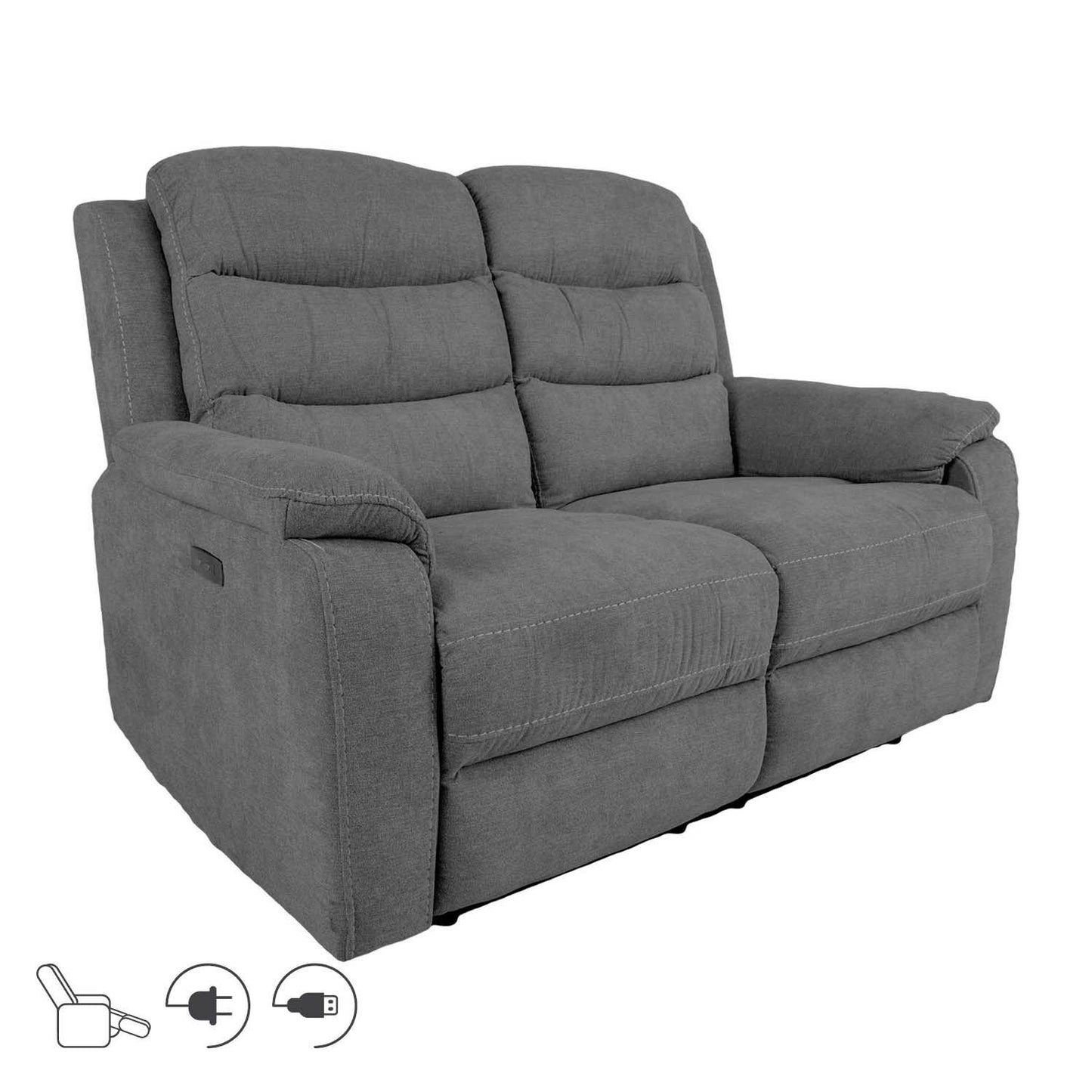 Sofa MIMI 2-seater 153x93xH102cm, electric sofa, gray