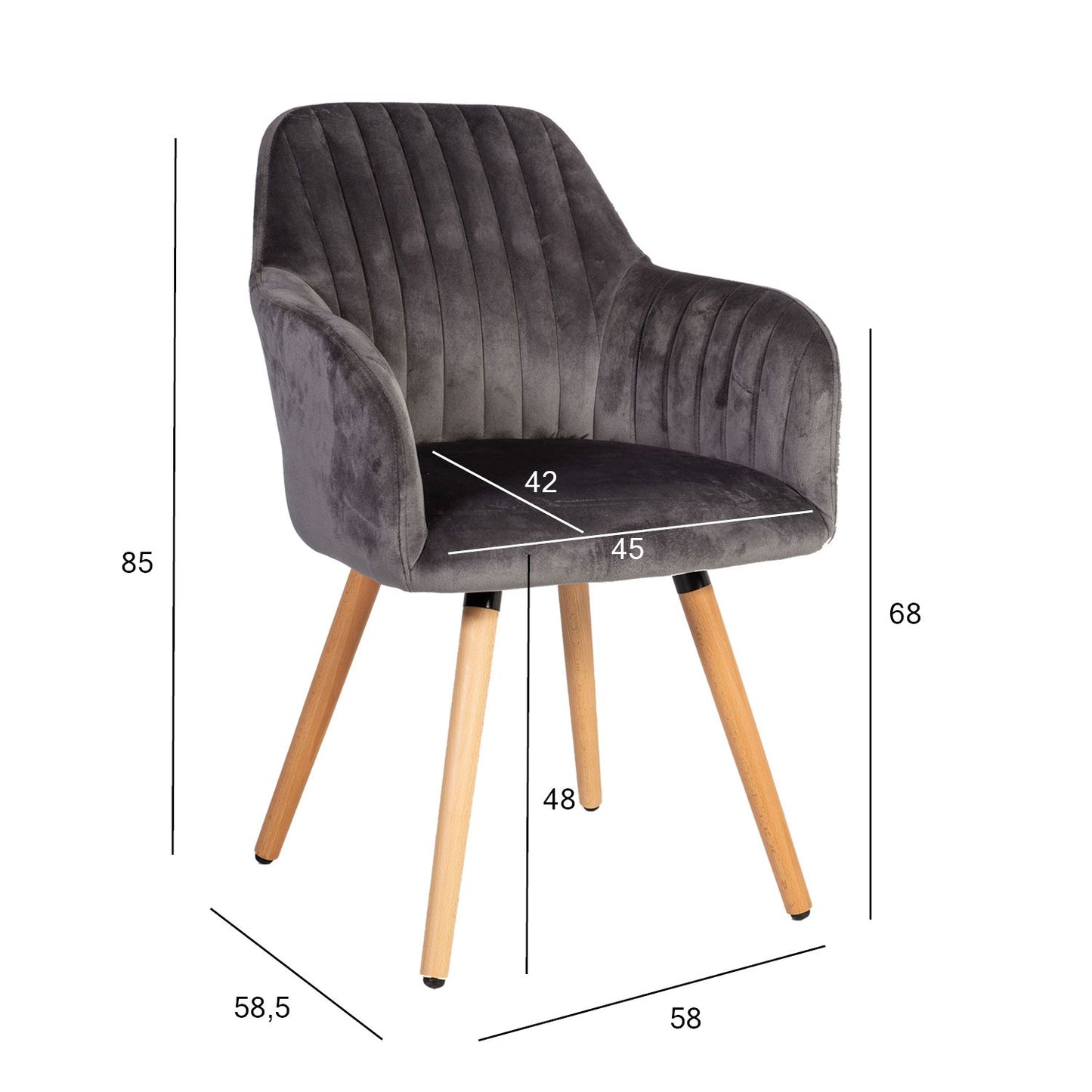 Chair ARIEL 58x58.5xH85cm, gray 