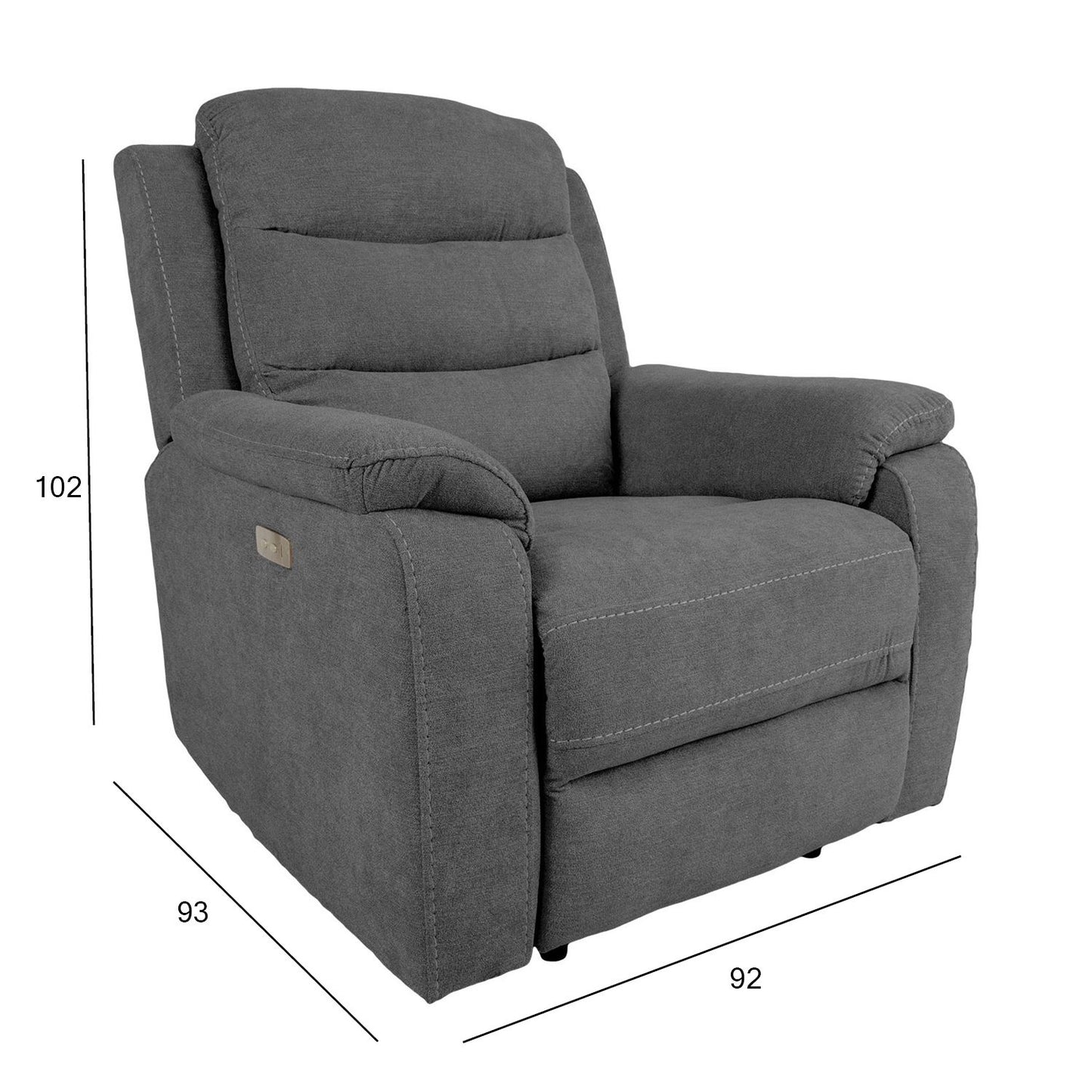 Lounge chair MIMI electric 92x93xH102cm, gray 