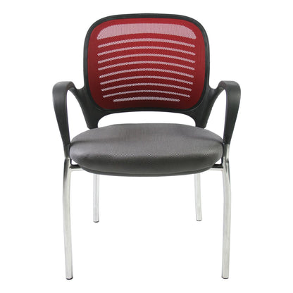 Customer chair TORINO 59x59xH84cm, seat: fabric, color: gray, backrest: mesh, color: burgundy, 