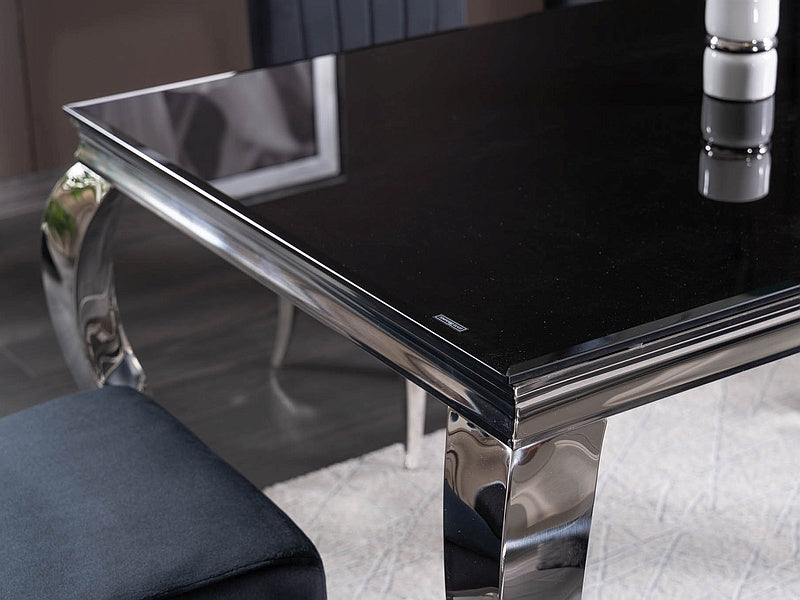 Table PRINCE BLACK/CHROME 150X90