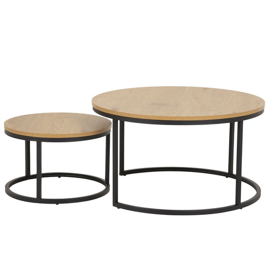 Coffee tables 2 pieces SPIRO D50xH33cm, D80xH45cm, oak