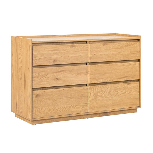 Chest of drawers SACHA 120x40xH80cm, melamine with oak decor