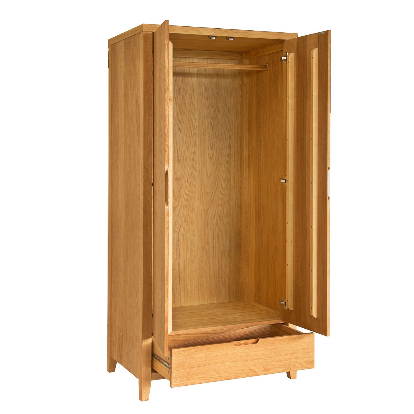 CHAMBA wardrobe with 2 doors and 1 drawer, 90x58xH198cm, wood: oak veneer 