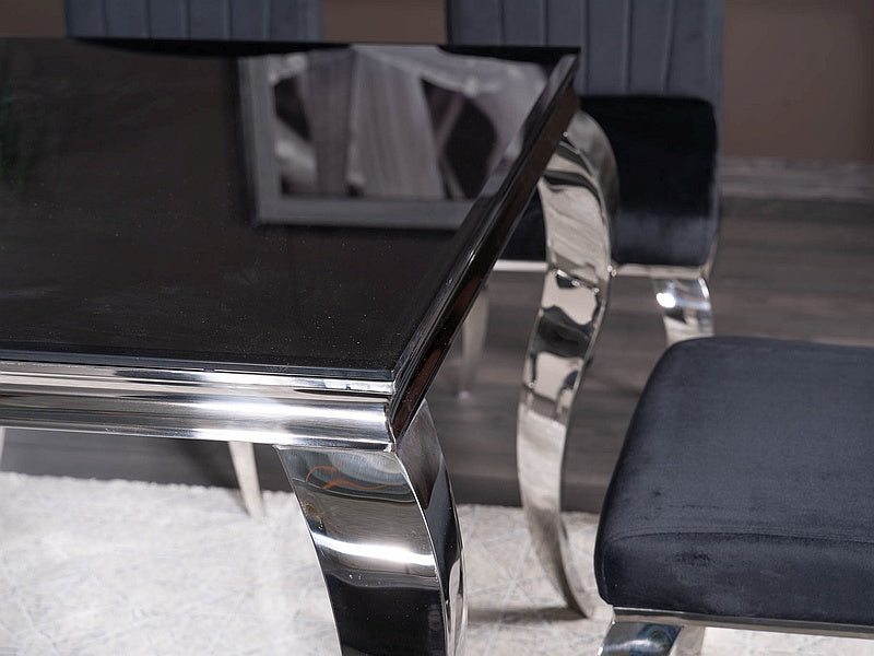 Chair PRINCE VELVET CHROME/BLACK COLOR 186