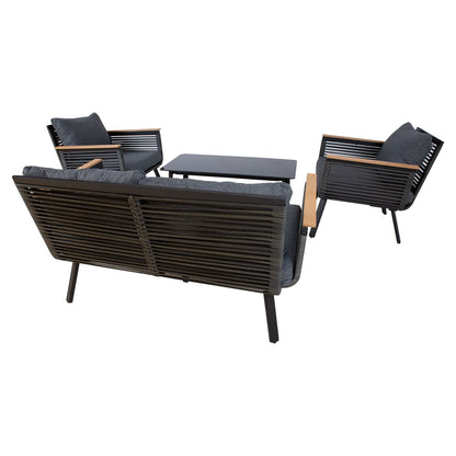 Garden furniture set MALAGA table, sofa and 2 chairs / Black