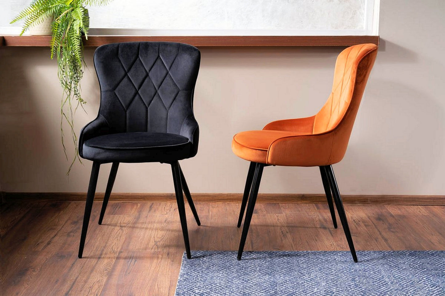 Chair LOTUS VELVET BLACK FRAME/CINNAMON BLUVEL 4215 