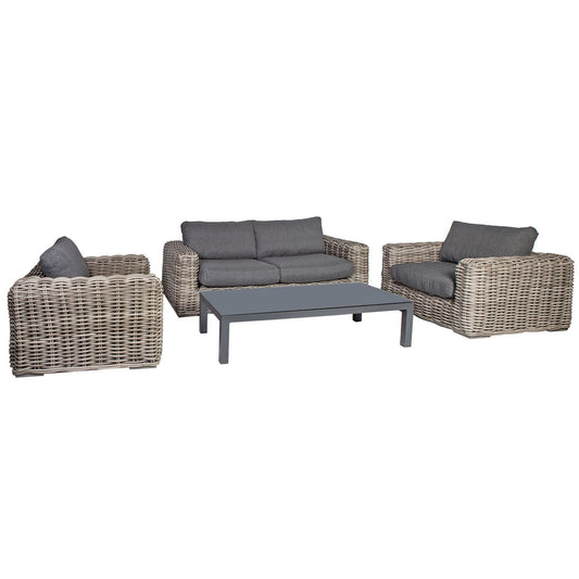 Garden furniture set CALISTA table, sofa and 2 chairs, gray 