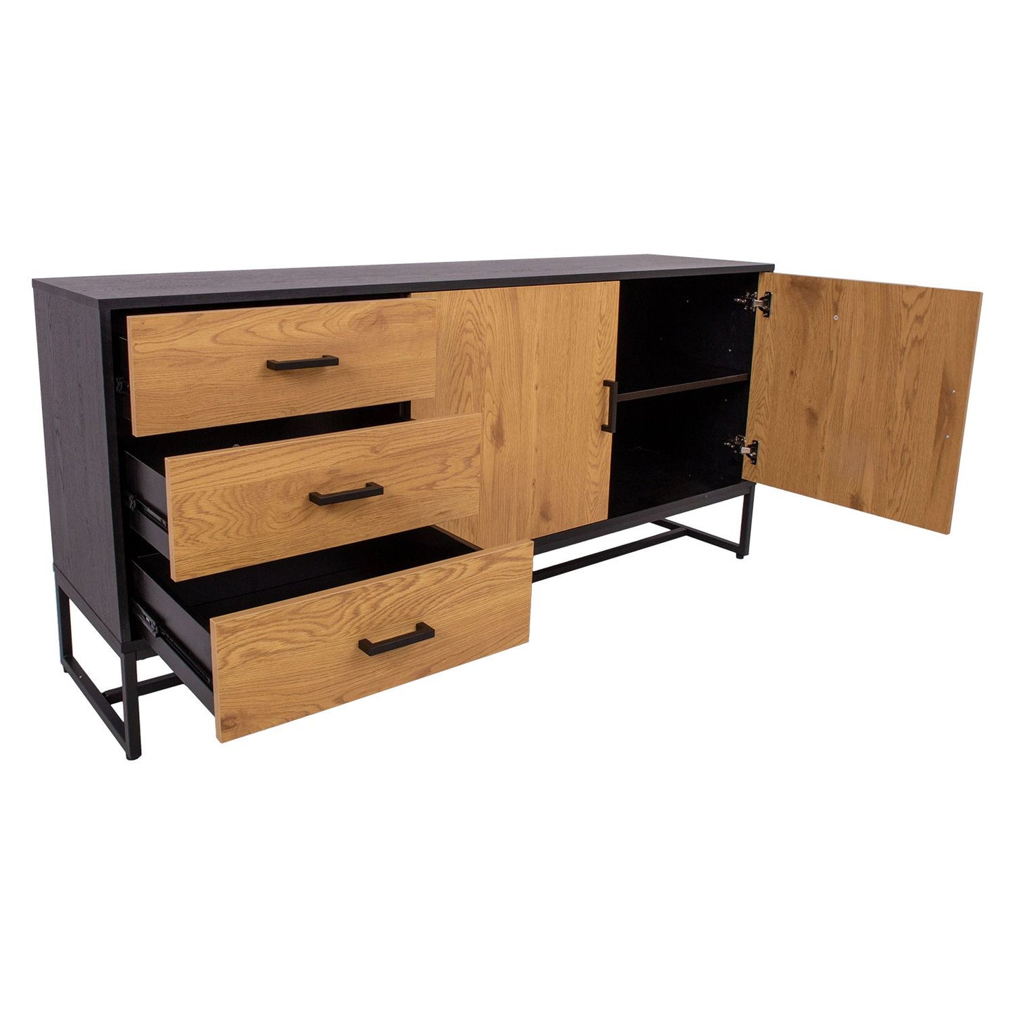 Chest of drawers AMSTERDAM 160x40xH75cm, oak/black