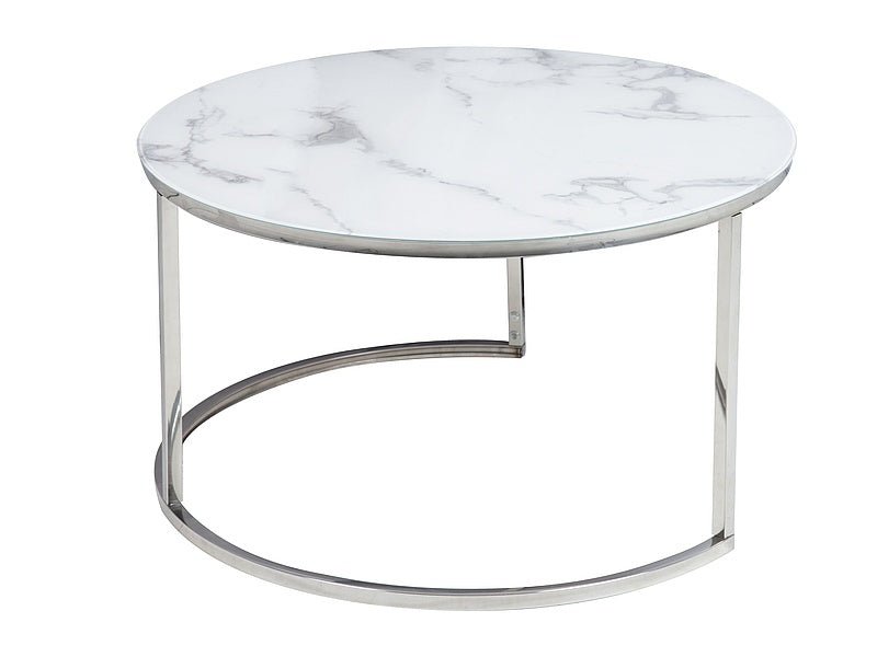 Coffee table ATLANTA B WHITE MARBLE EFFECT / CHROME (SET)