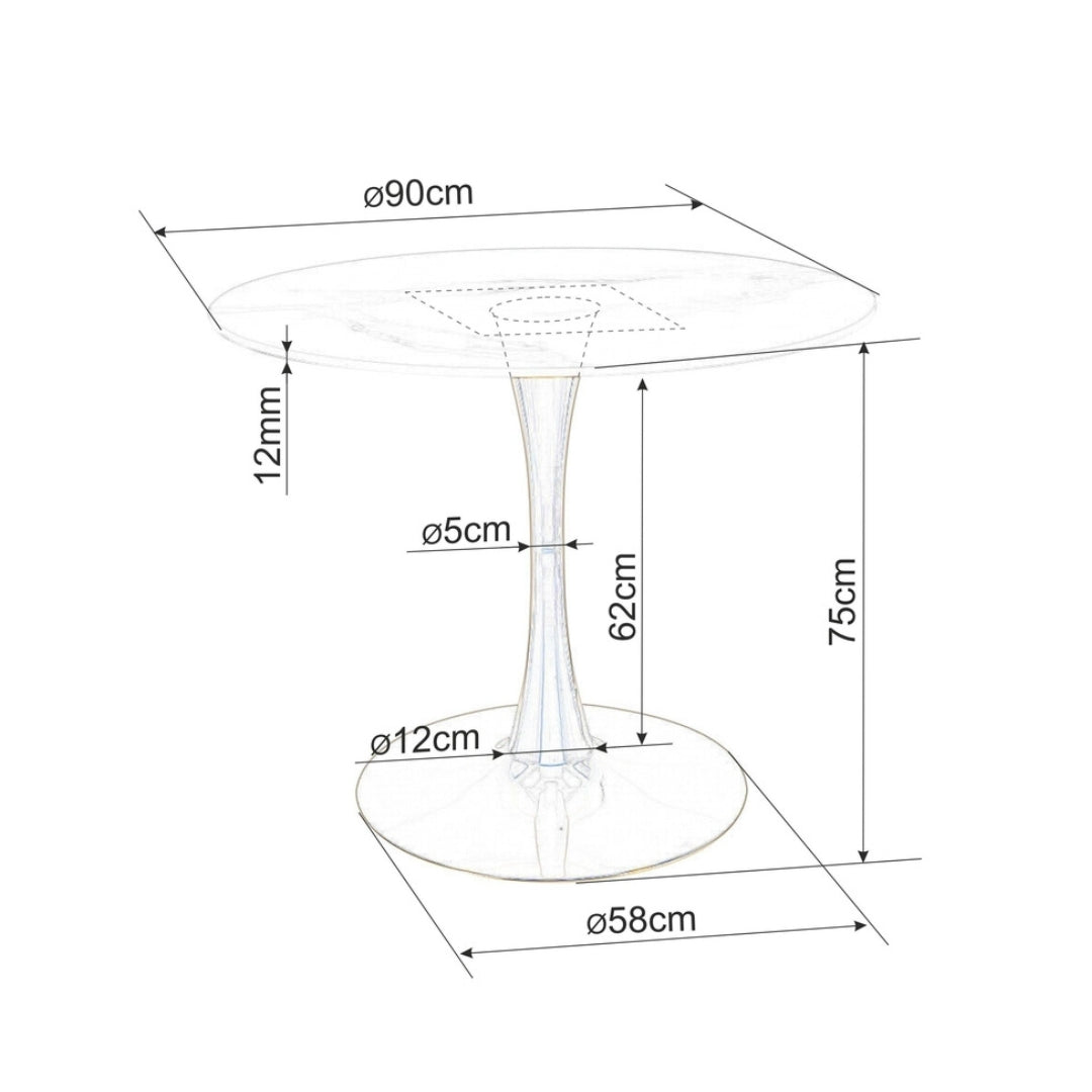 Table ESPERO WHITE MARBLE EFFECT/WHITE FI 90