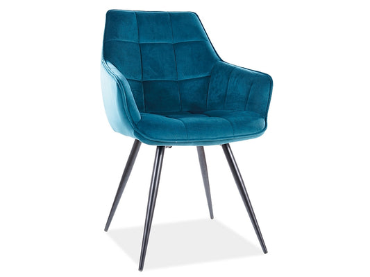 Chair LILY VELVET BLACK FRAME/TURQUOISE BLUVEL 85 