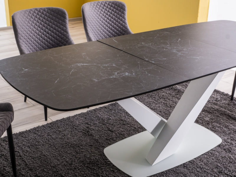 Table CASSINO II CERAMIC GRAPHITE MARBLE / WHITE MATTE 160 (220)X90