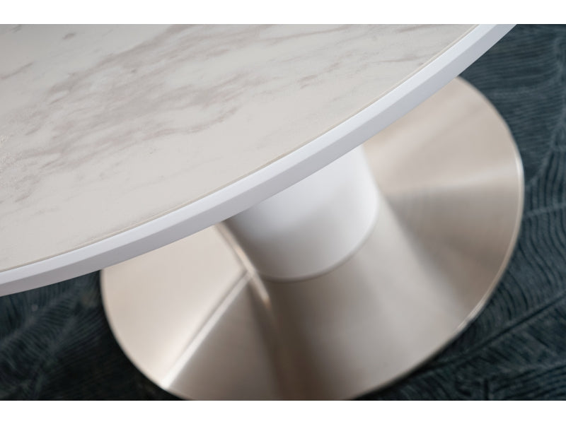 Table ORBIT CERAMIC WHITE MARBLE EFFECT/WHITE MATTE FI 120(160)