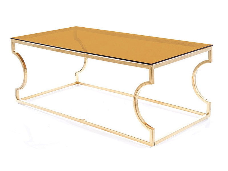 Coffee table KENZO SMOKE GLASS AMBER/GOLD 120X60