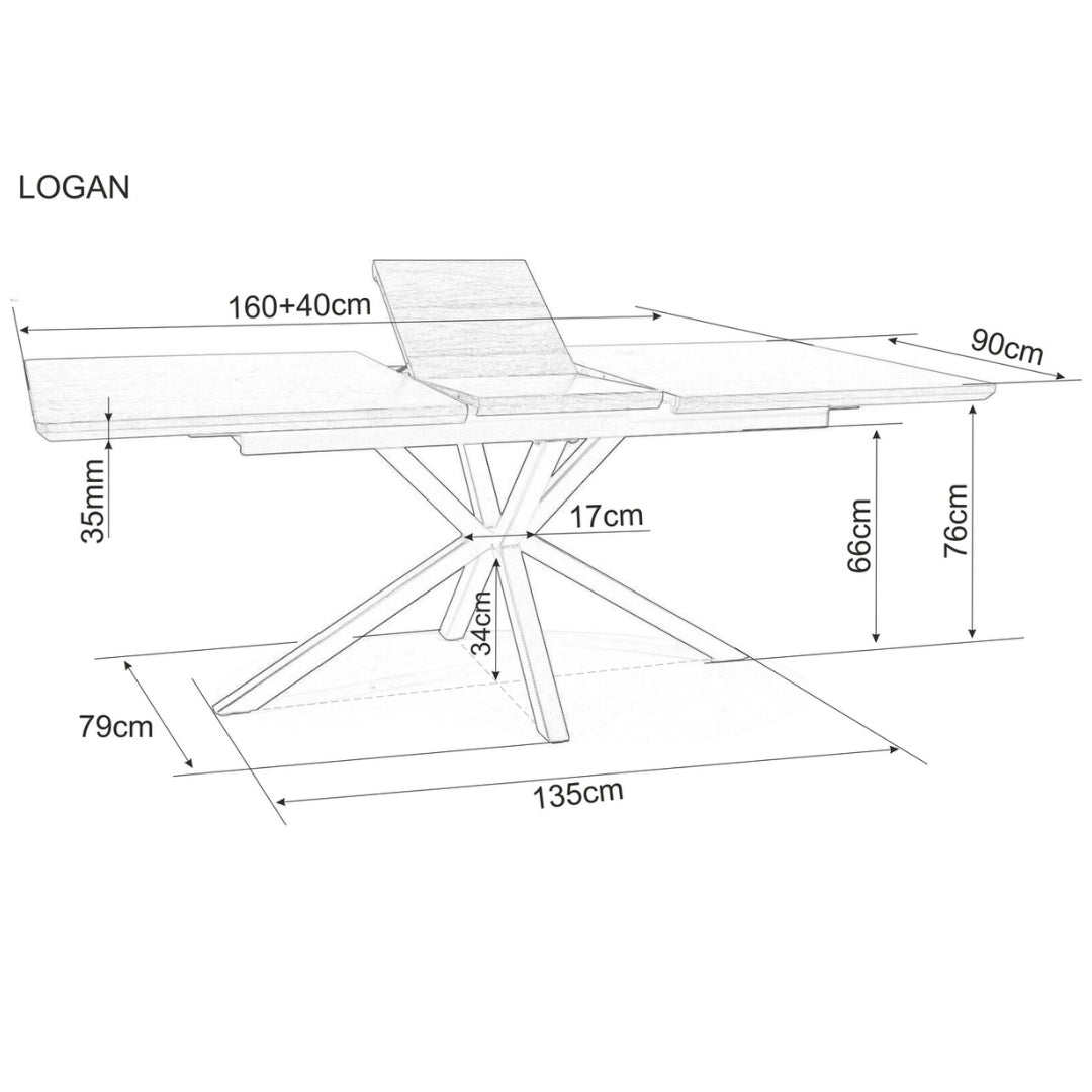 Table LOGAN WALNUT/BLACK 160(200)X90