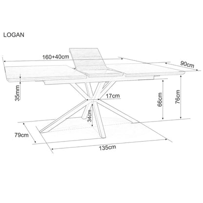 Galds LOGAN VALRIEKSTS/MELNS 160(200)X90