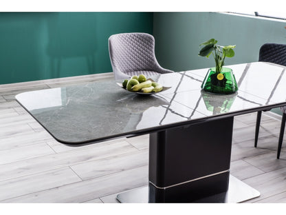 Table PALLAS CERAMIC GRAY MARBLE EFFECT/BLACK MATTE 160(210)x90