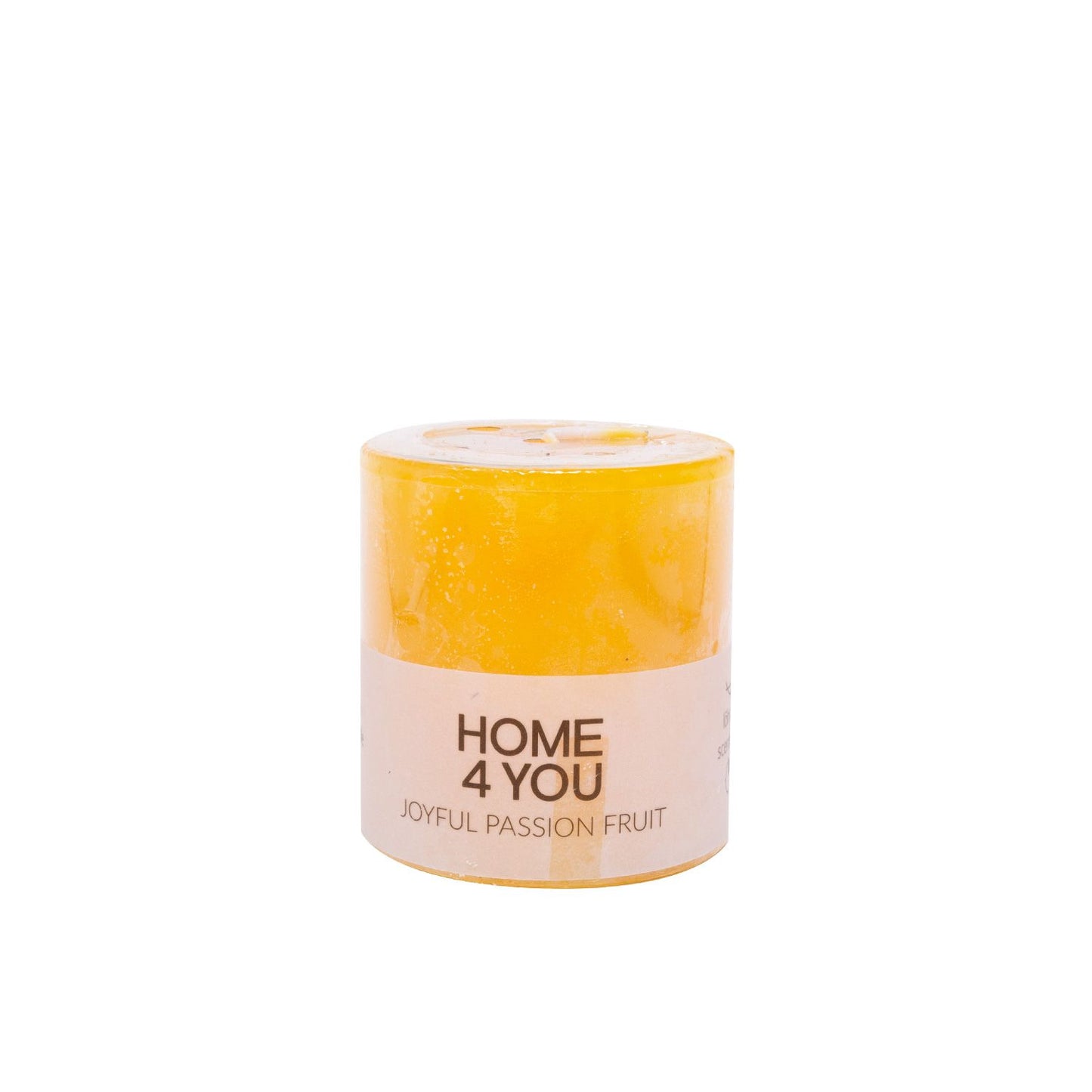 Candle JOYFUL PASSION FRUIT, D6.8xH7.2cm, light yellow (fragrance - grenadilla) 