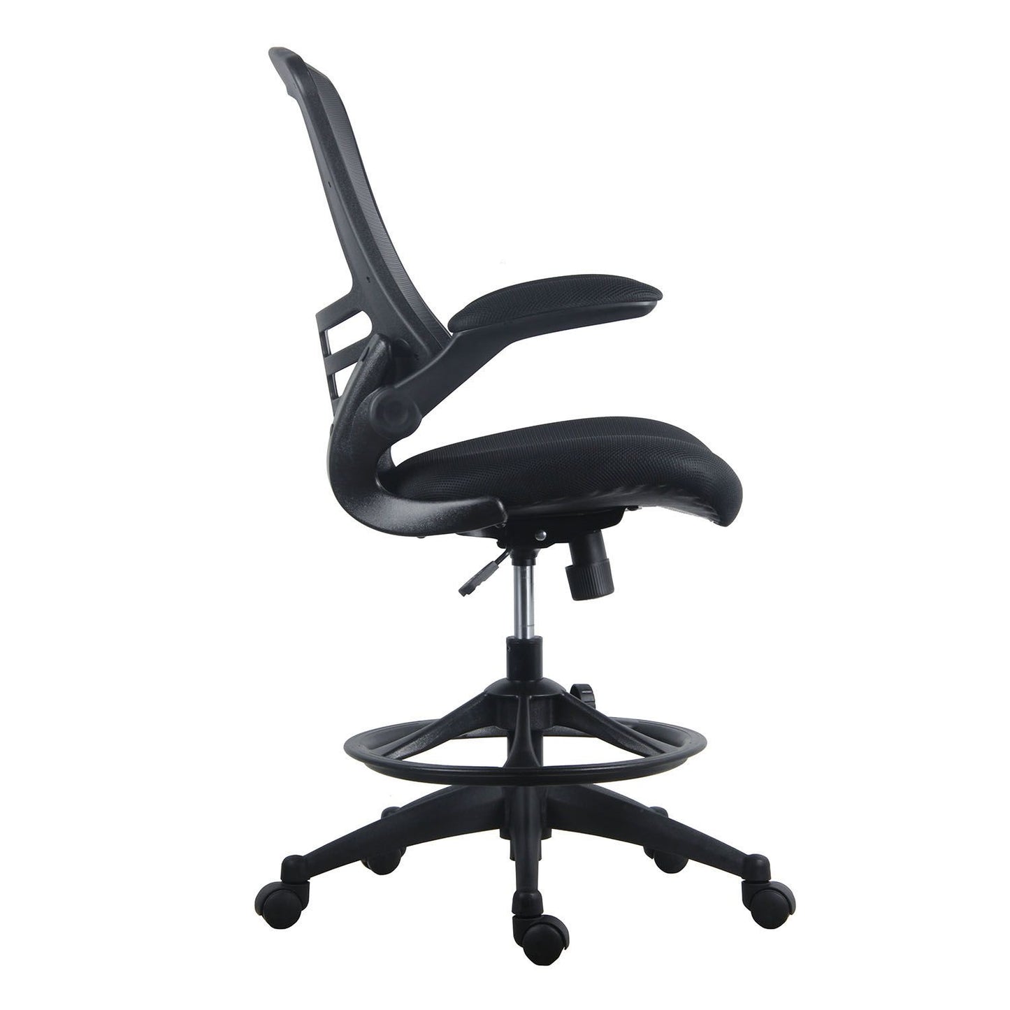 High work chair TRIBECCA 62.5x62xH109-128.5cm, seat and backrest: black / gray mesh fabric, black frame 