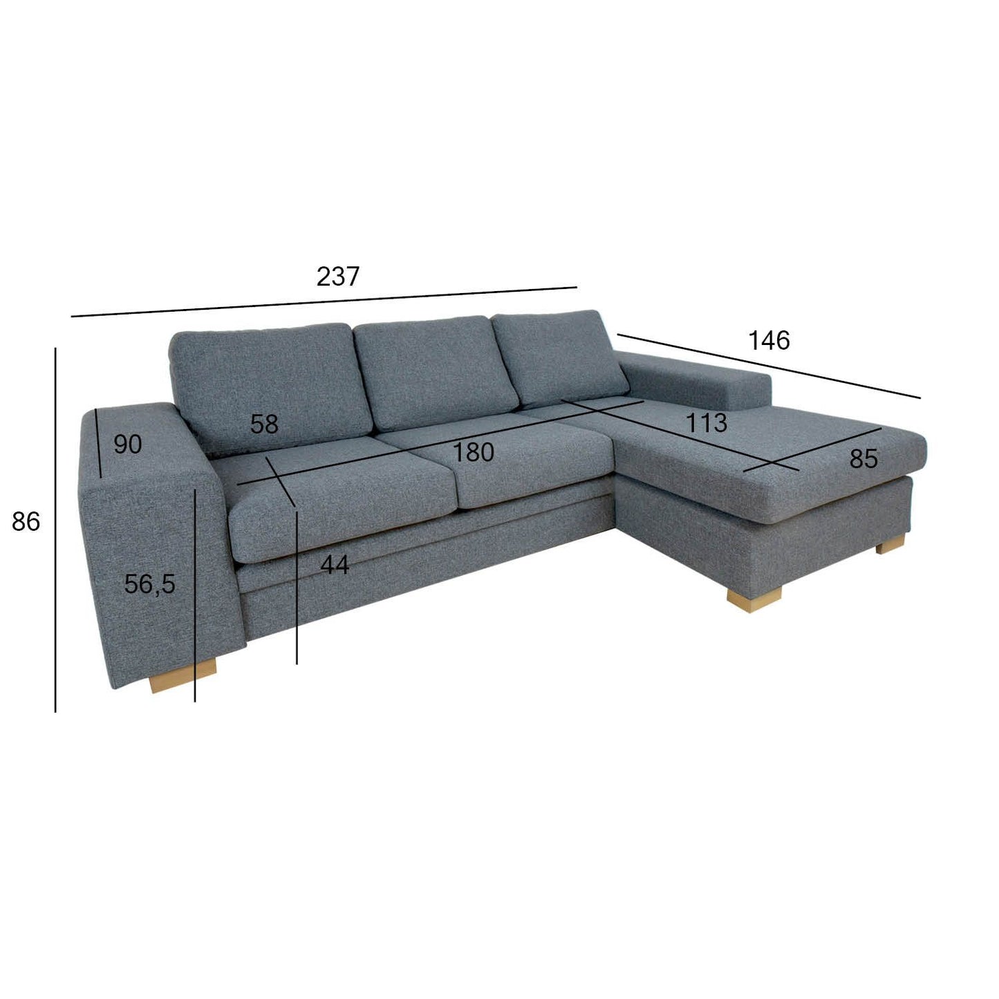 Corner sofa DAGMAR gray