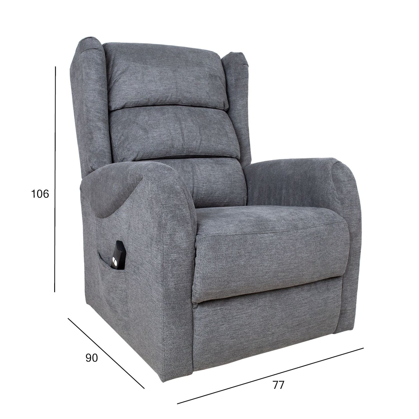 Lounge chair - recliner BARRY with lifting mechanism, gray 