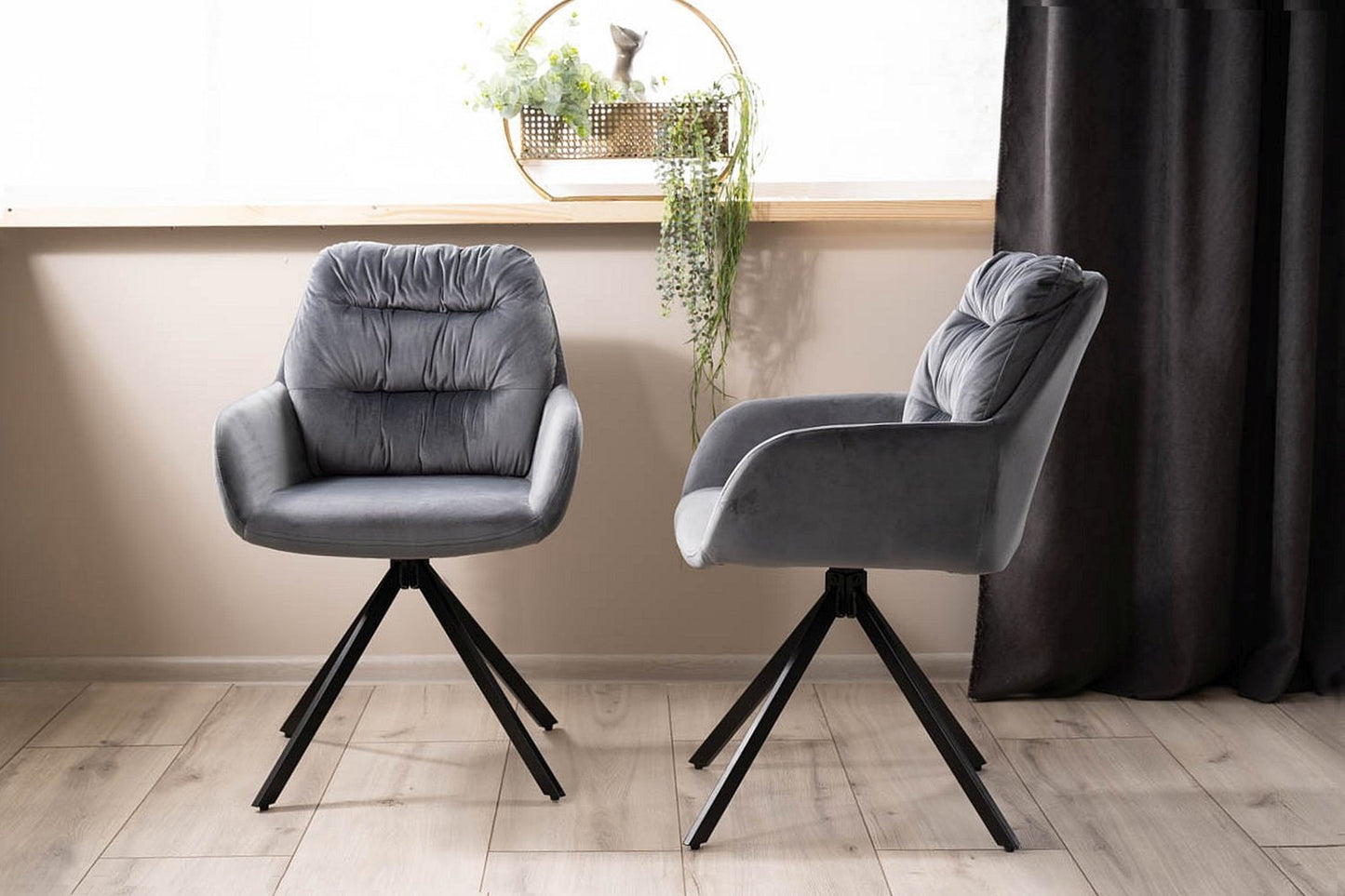 Chair SPELLO VELVET BLACK FRAME/GRAY BLUVEL 14