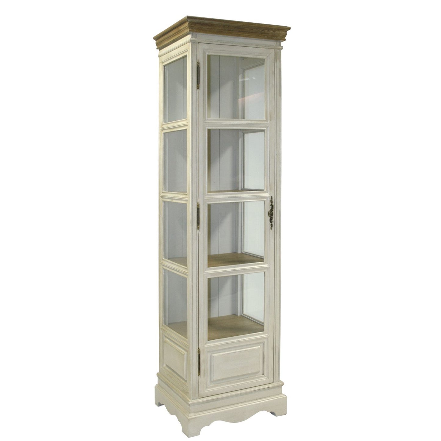 Display cabinet SAMIRA, 49x39xH178cm, antique white/natural