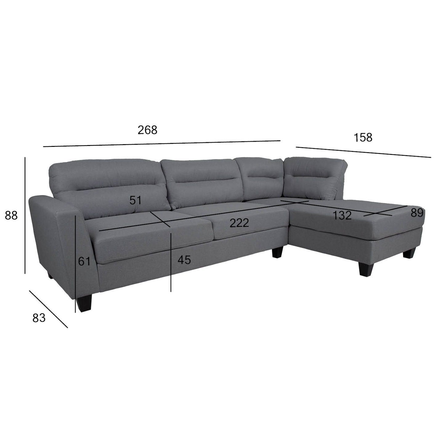 Corner sofa HELSINKI LS, dark gray