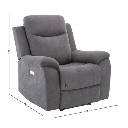 Lounge chair MILO 97x96xH103cm, with electric mechanism, gray 