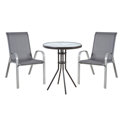 Garden furniture set DUBLIN table and 2 chairs, gray