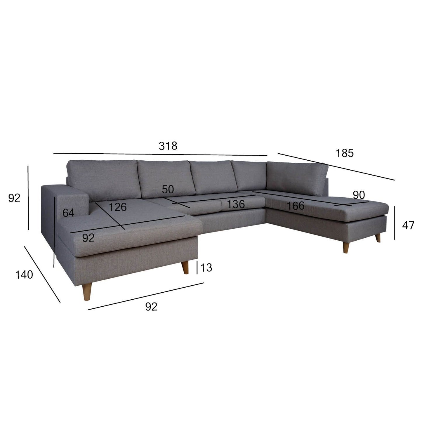 Corner sofa HARALD RC dark gray