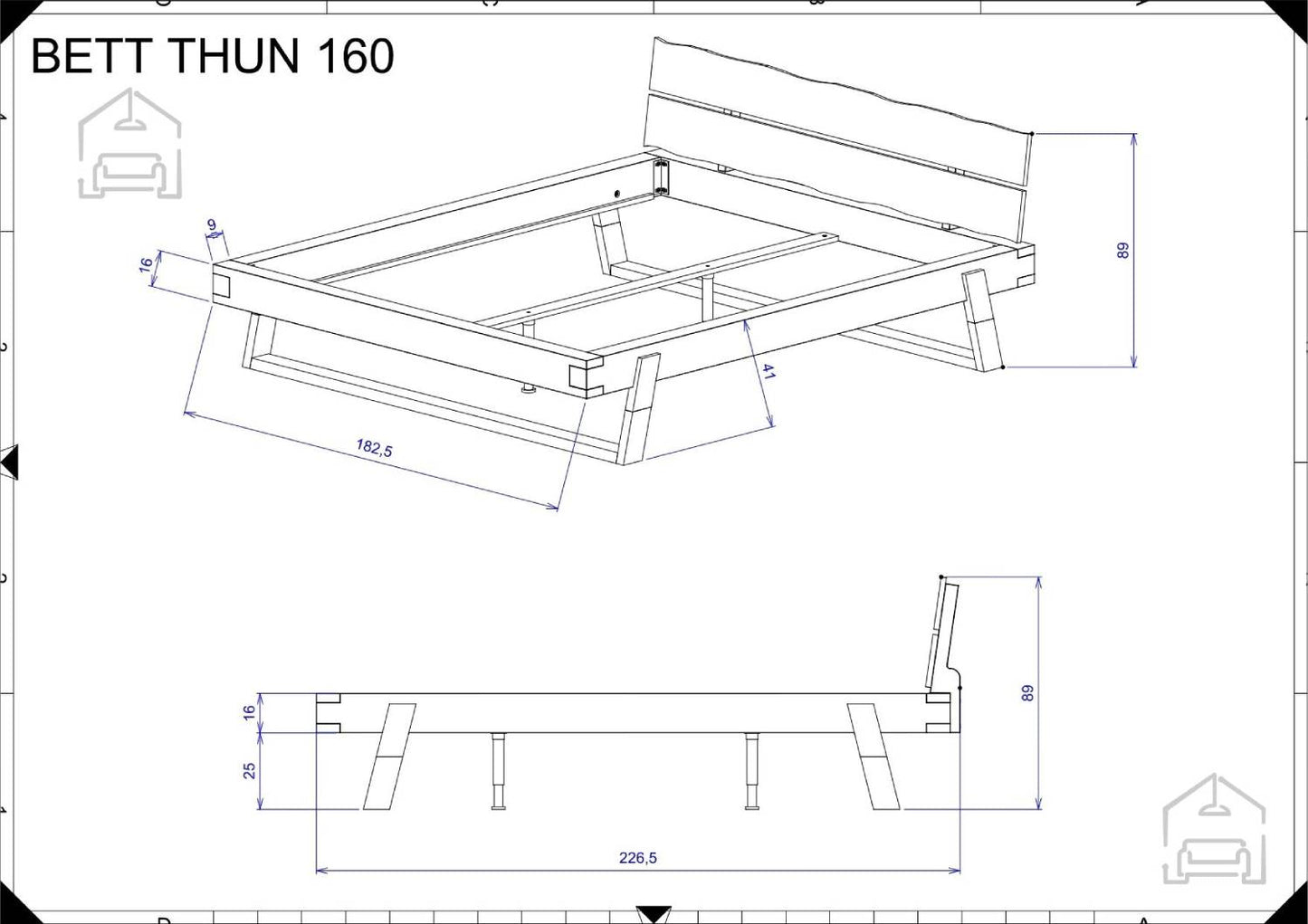 CONGO - Bed 160 (without frame) / Brown Light bookcase 