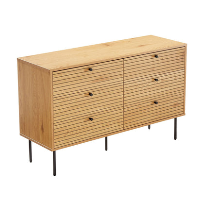 Chest of drawers LINE 120x40xH75cm, melamine with oak pattern