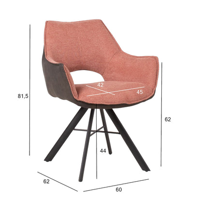 Chair EDDY salmon pink/dark gray 