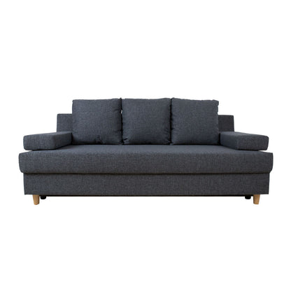 Sofa-bed VILLA with storage box, dark gray