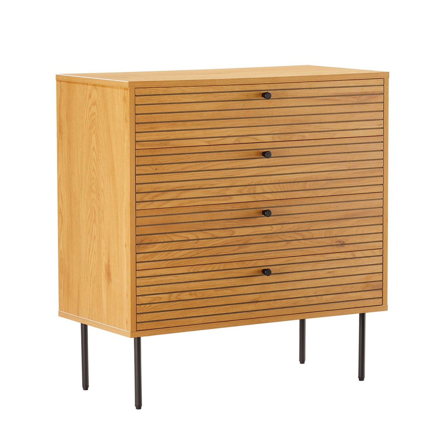 Chest of drawers LINE 80x40xH85cm, melamine with oak pattern