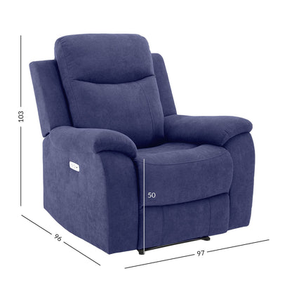 Lounge chair MILO 97x96xH103cm, with electric mechanism, blue 