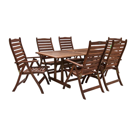 Garden furniture set VENICE table and 6 chairs, 180x90xH74cm, Brown 