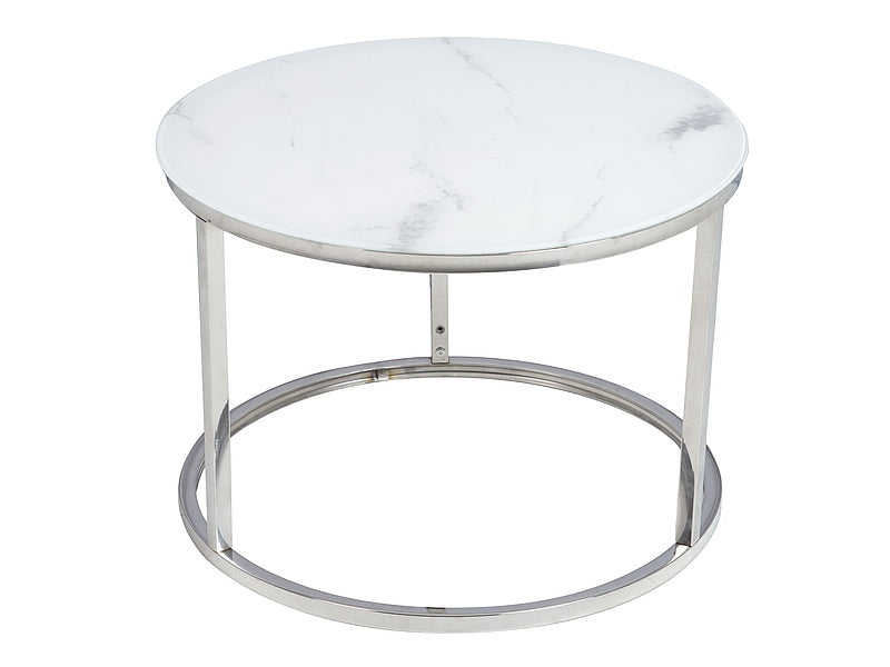 Coffee table ATLANTA B II WHITE MARBLE EFFECT / CHROME SET