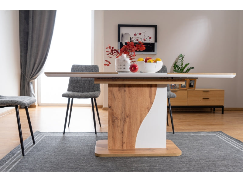 Table SYRIUS OAK COLOR WOTAN / WHITE MATT 120(160)X80 IN